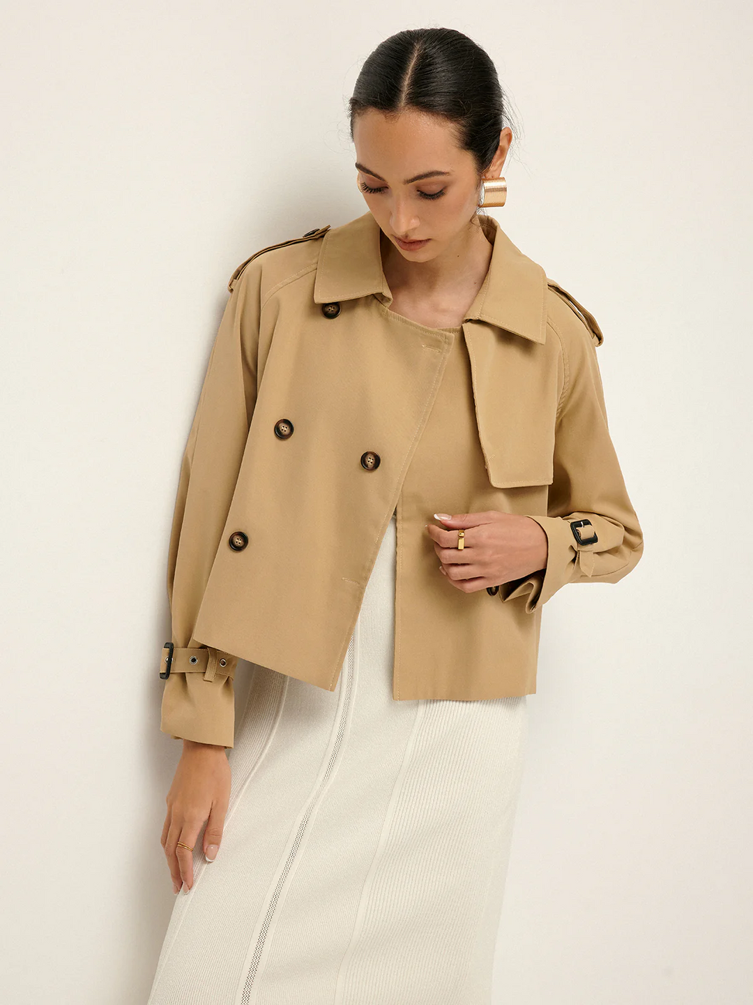Dubbelknoopsluiting Revers Trenchcoat
