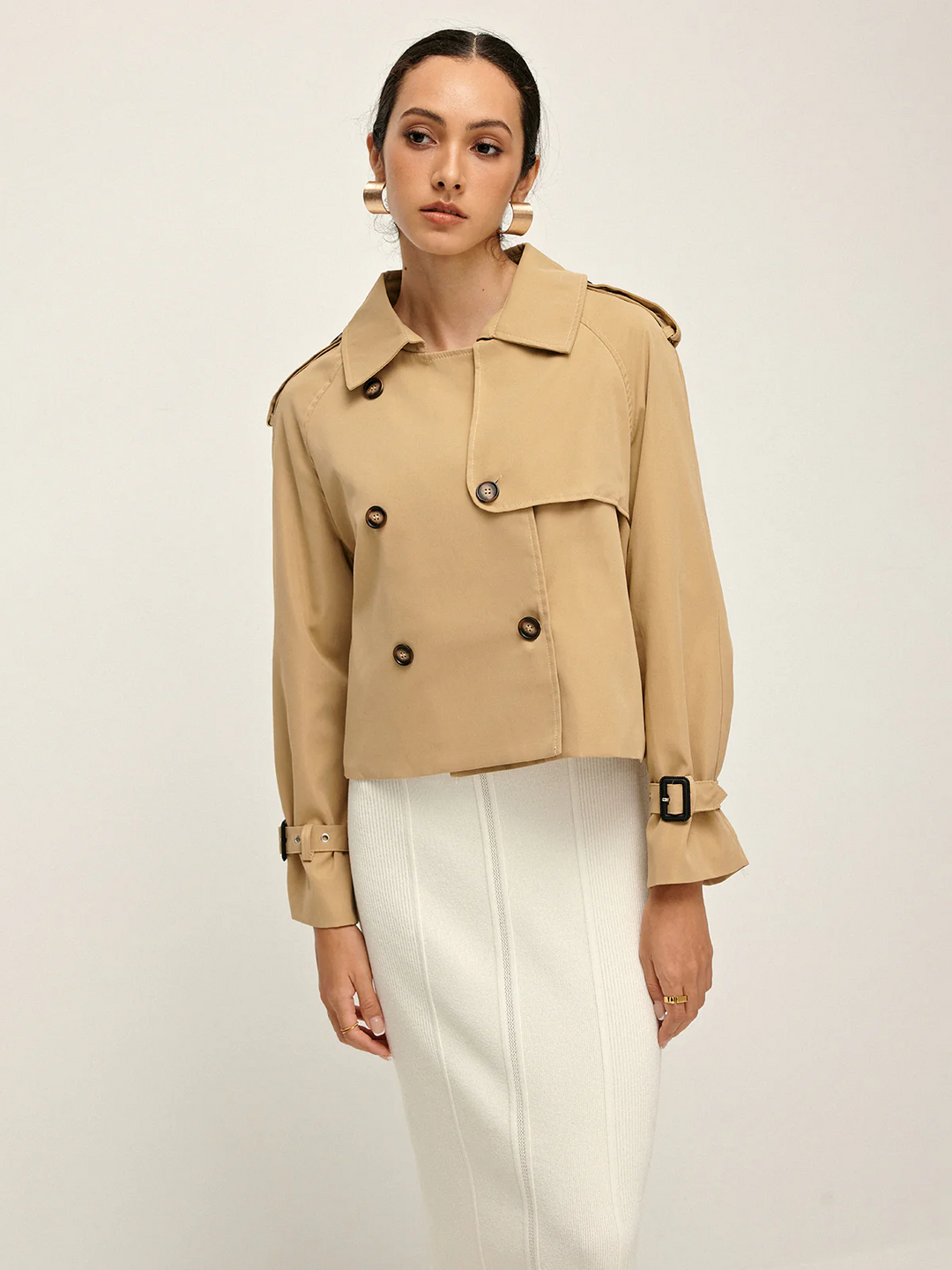 Dubbelknoopsluiting Revers Trenchcoat