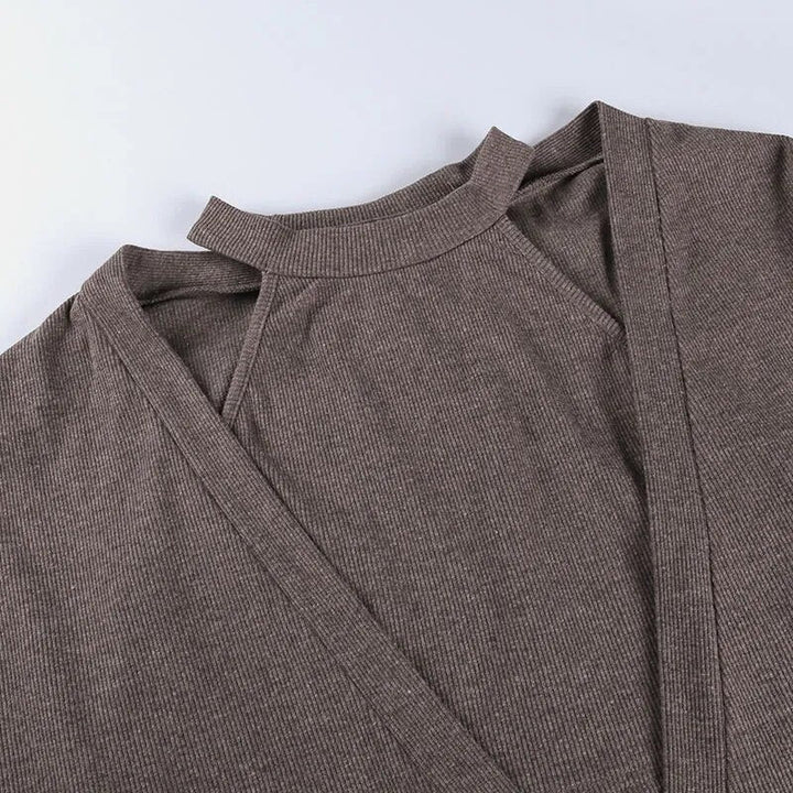 Effen Geribde Gebreide Sweater met Vest