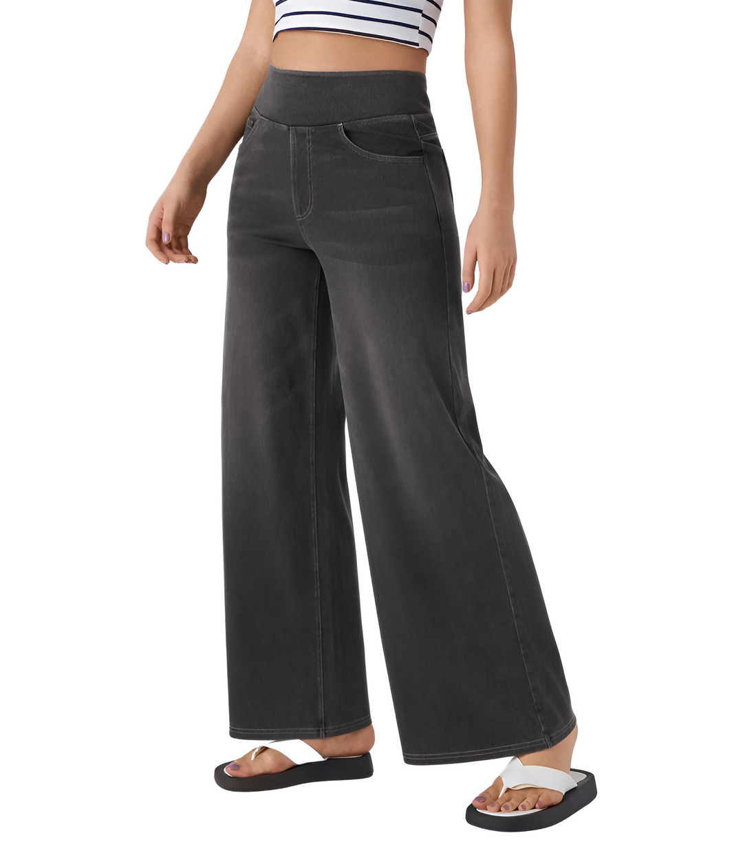 Noor | Elastische broek met hoge taille