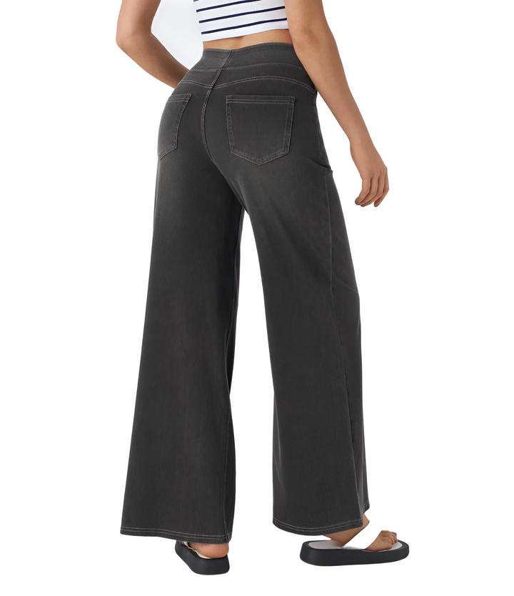 Noor | Elastische broek met hoge taille