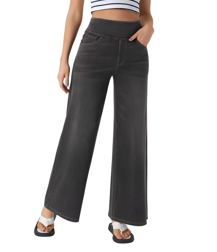 Noor | Elastische broek met hoge taille