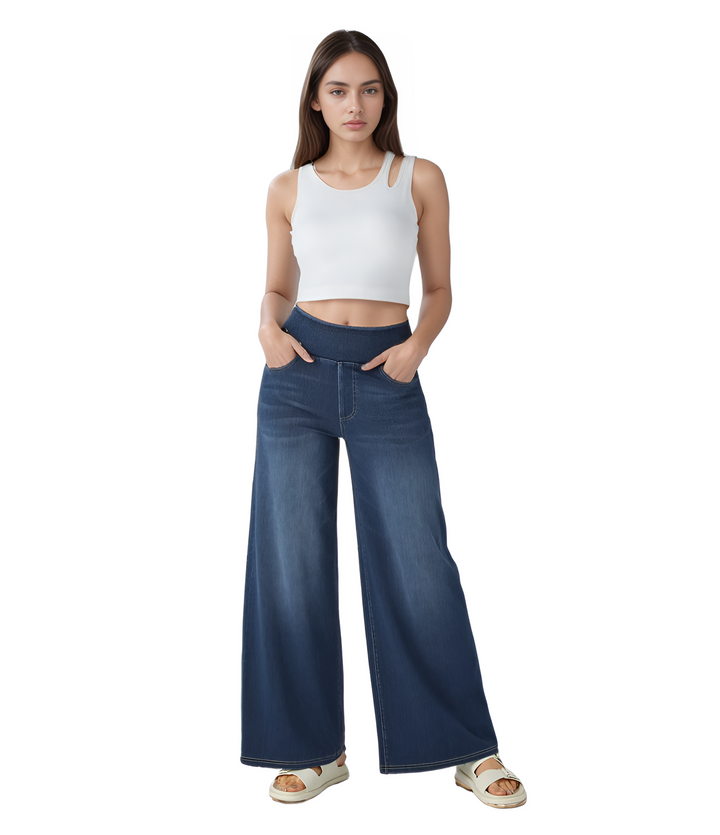 Noor | Elastische broek met hoge taille