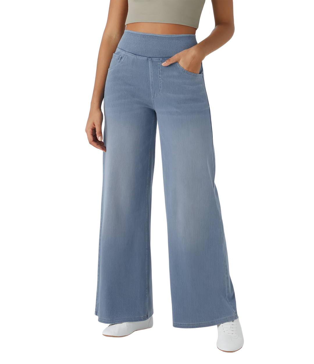 Noor | Elastische broek met hoge taille