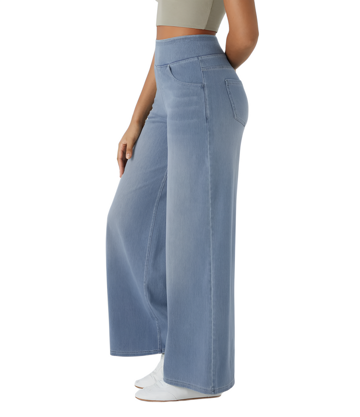 Noor | Elastische broek met hoge taille