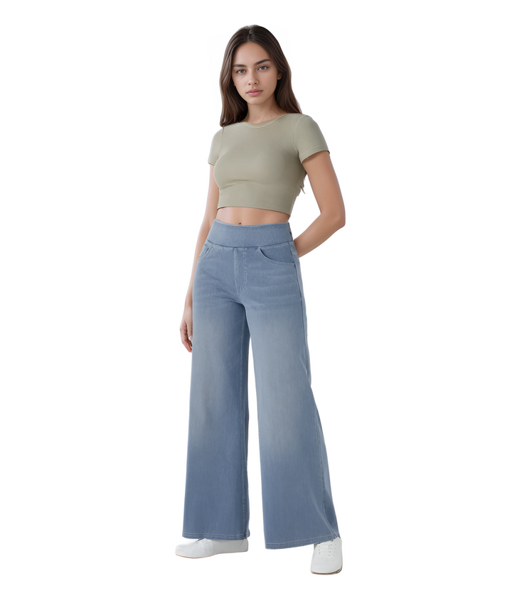 Noor | Elastische broek met hoge taille